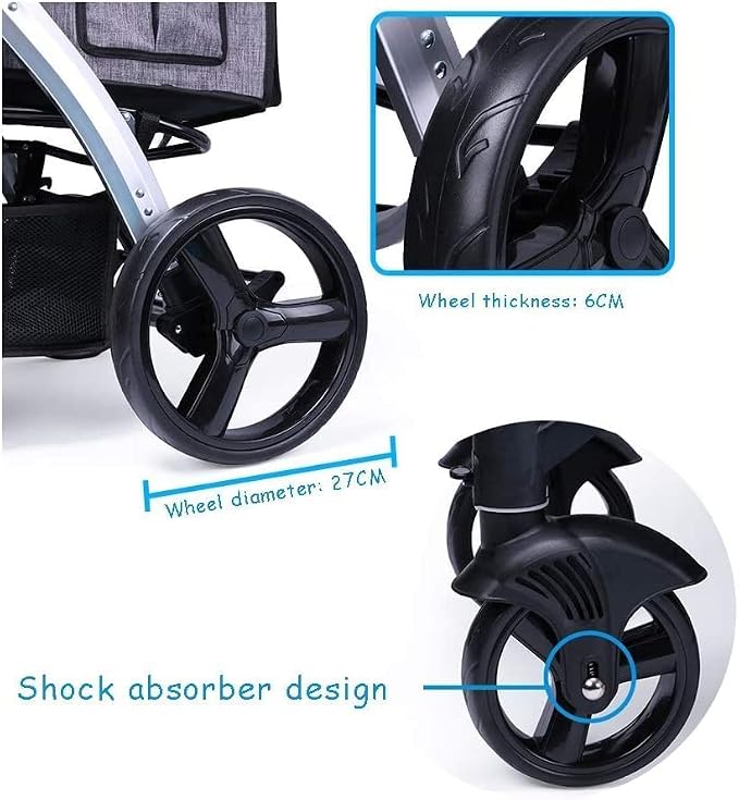 Large Pet Pram Dog Strollers Travel Carriage Stroller Carrier Cat Stroller Breathable 600d Oxford Cloth (Grey A) ()