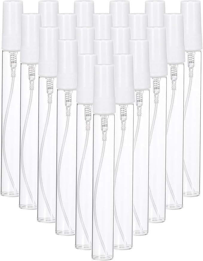 PATIKIL 10ml Glass Mini Perfume Sample Bottles, 36 Pcs Fine Mist Refillable Empty Mini Spray Bottle Fragrance Sample Bottles Sprayer for Perfume Travel Liquid Essential Oil, White