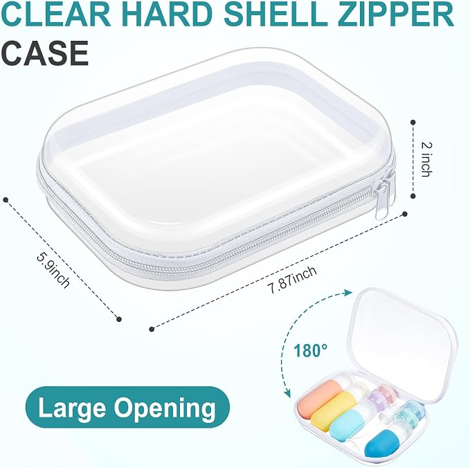 Ceenna 2 Pcs Clear Zipper Case Hard Shell Pouches,2 Medium | Multiple Sizes Plastic Makeup Bags Pencil Case Organizer Diaper Bag Pouches Clear Travel Toiletry Bag for Women