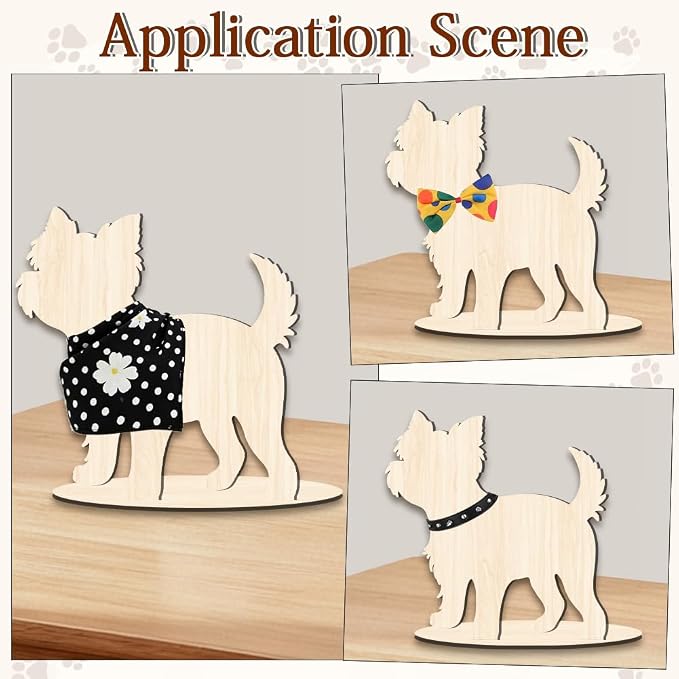 Pet Clothing Display Stand 11.8 x 11.4 x 0.2 Inch Dog Mannequin Display for Clothes Scarf Bandana Wood Dog Silhouette Stand for Pet Store Shops Window Show Photography Prop Home Decoration