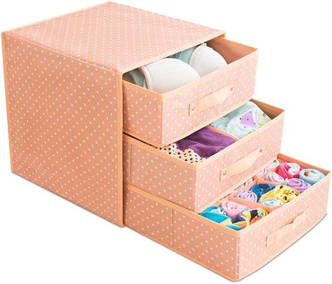 Foldable Divider Storage Bra Drawer Non-Woven Folding Box, Tie Socks Underwear Underwear Storage Bag Container Box (Color : B) (A)