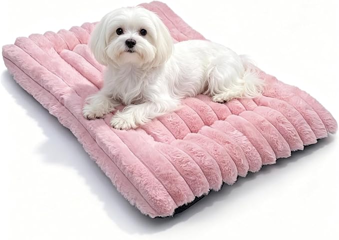22 Inch Ultra Soft Comfy Pet Bed, Tiny Dog Bed, Washable Anti-Slip Crate Pad Sleeping Cushion Mat for XX-Small Dogs, Indoor Cats & Cat Carrier, Pink