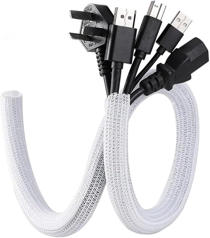 Expandable Cable Tidy Sleeve Cuttable Size PET Organiser Self Closing Insulated Wrap Suitable for USB Cables and Power Cords(9MM)