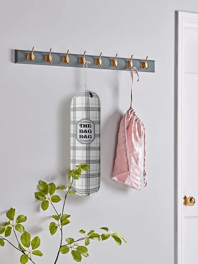 Classic Buffalo Check Plaid Grocery Bags Holder Organizer For Shopping Bags, Wall Mount Plastic Bags Storage Container Dispensers, Kitchen Housewarming Gifts For Women Family Friends Grandma Mom (A-9)