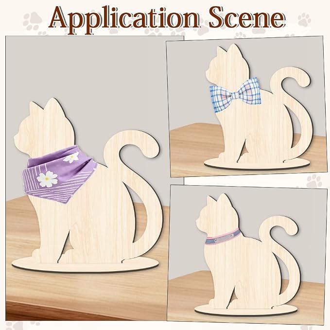 Cat Display Stand for Clothing Scarfs Bandana 11.8 x 10.6 x 0.2 Inch Pet Clothing Display Wooden Cat Silhouette Stand for Pet Stores Shops Window Show Photography Prop Home Decorations