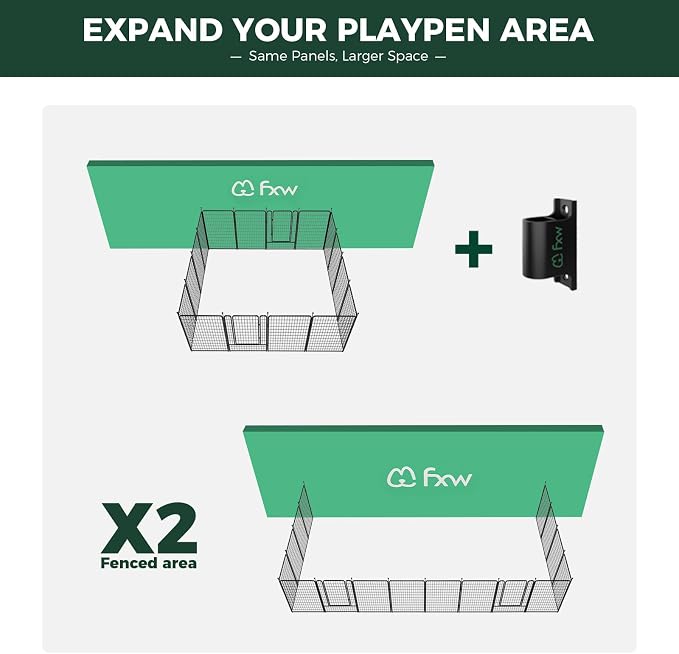FXW Rollick Dog Playpen with Fence-to-Wall Anchors, 50"H, 16 Panels | Heavy-Duty & Easy setup Play Area, Flexible Boundaries, Indoor & Yard, For Ultra Large Dogs, Patented