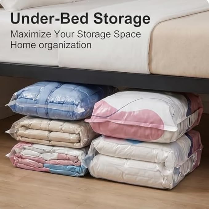 No Pump 3D Vacuum Storage Bag, 2026 Upgrade Large-Capacity Vacuum Bags, 3-Sec Fast Compression, Triple Your Closet Space, Seasonal Storage Made Effortless (4 Pcs, S+L)