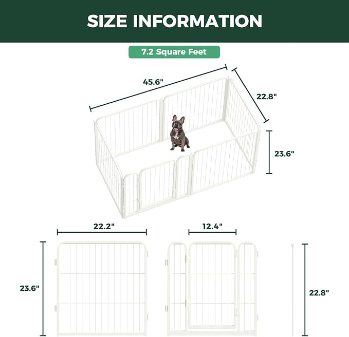 FXW Homeplus Indoor Dog Playpen, 24" H, 6 Panels, for Puppies & Small Dogs | Stress-free play, Heavy-duty, Semi-open design, Easy setup, Threshold-free gate, Expandable, Patented