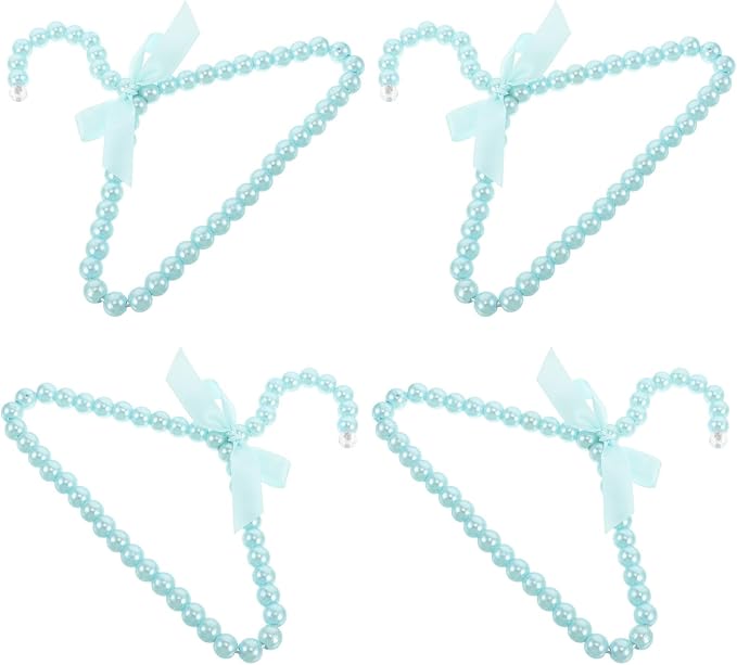 Garneck 4pcs Mini Pearl Pet Clothes Hanger Rack for Dog and Cat Clothing, 20cm Sturdy Plastic and Iron Wire Organizer with Elegant Design for Home and Grooming Salons