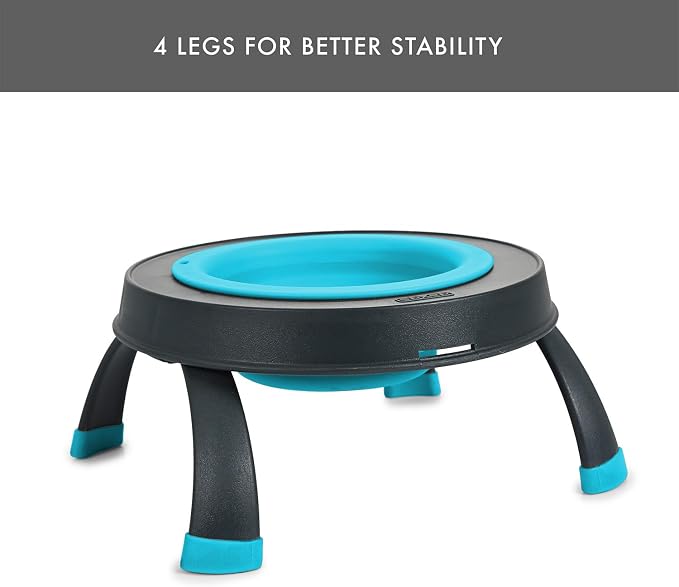 Dexas Pets Elevated Pet Feeder, Small, 1.5 Cup Capacity, Blue, Raised Pet Food and Water Bowl