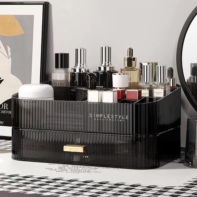 Makeup Organizer with Stackable Drawers, Bathroom Counter Organizer. | Drawers Can be Stacked, Cosmetic Display Case, Ideal for Make Up, Skincare, Perfume; Suitable for Dresser Top, Vanity