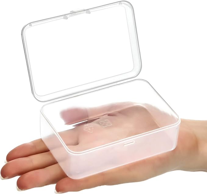 SATINIOR 24 Packs Small Clear Plastic Beads Storage Containers Box with Hinged Lid for Storage of Small Items, Crafts, Jewelry, Hardware (3.5 x 2.4 x1.2 in)