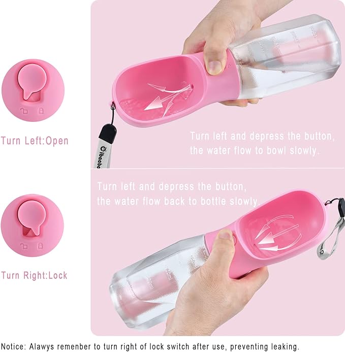 Cibaabo Dog Water Bottle with Food Container & Poop Bag Holder & Filter | Feeding & Hydration & Waste All in One | Travel Puppy Water Bowl | Portable Pet Dispenser | Dog Gifts | for Walking Beach