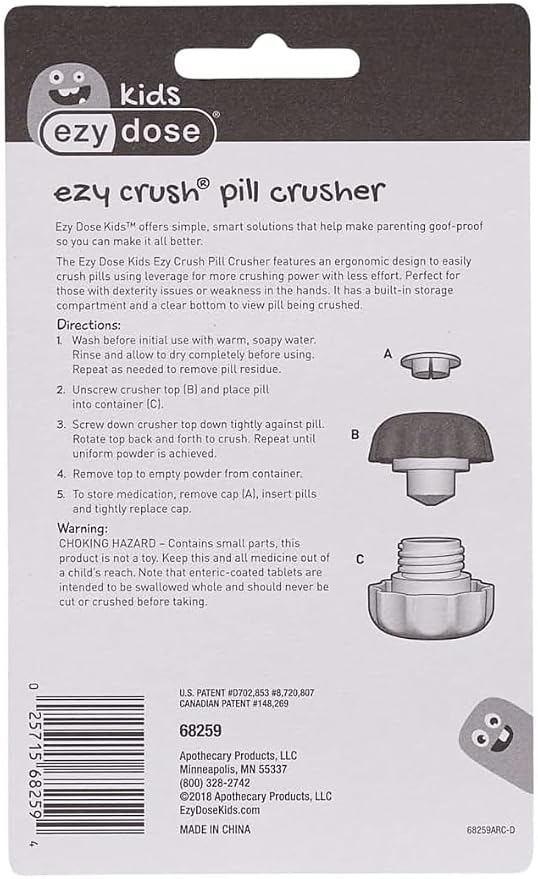 Ezy Dose Pill Crusher & Tablet Grinder, Storage Compartment, Large, Black | Pill, Vitamins, Tablets, Crusher for Pets, Elderly, Crushes Medications into Fine Powder, Easy-to-Use Design, BPA Free