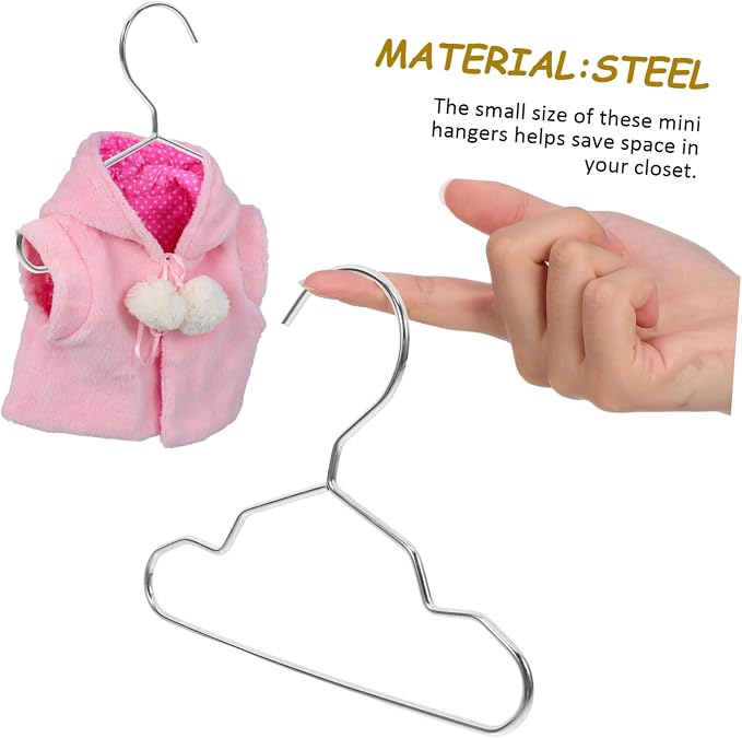Unomor 10pcs Mini Pet Hangers Cat and Dog Clothing Hangers Steel Pet Apparel Closet Coat Rack Storage Organizer for Small