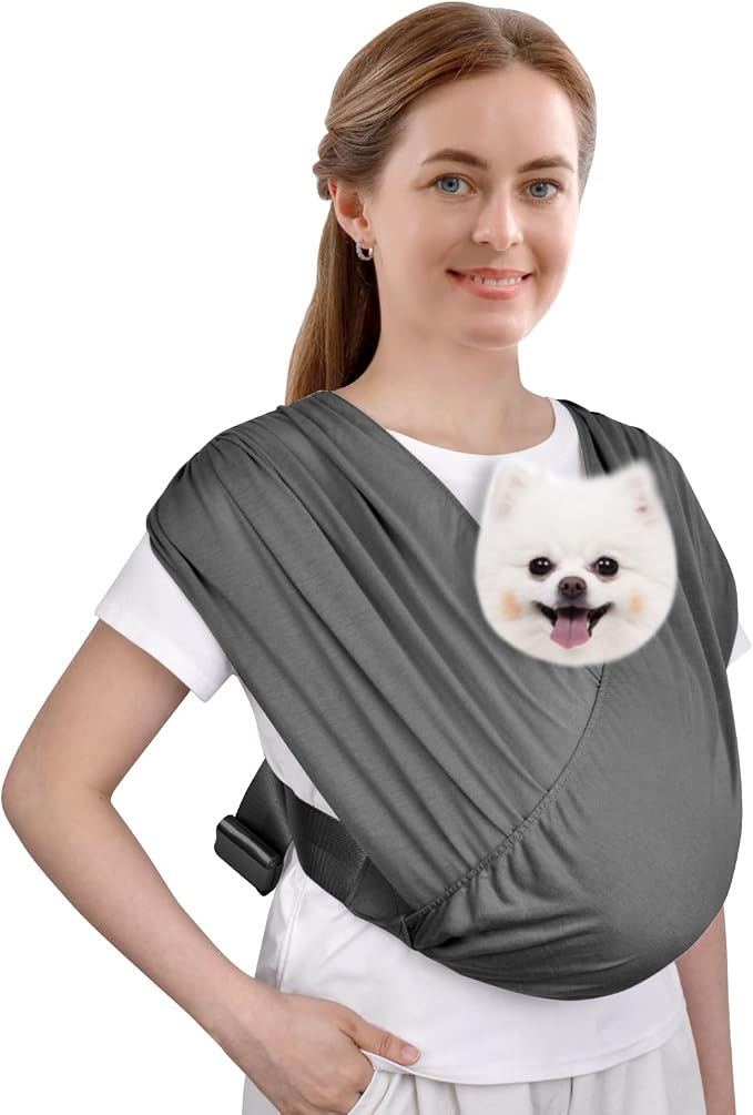 Swaddle Dog Sling Carrier for Small Dogs, Front Pet Sling Carrier Chest,Hands Free Adjustable Cat Sling Carrier Soft Cotton Reducing Pain Puppy Sling Carrier for Small Pet Up to 10lbs (Dark Gray)