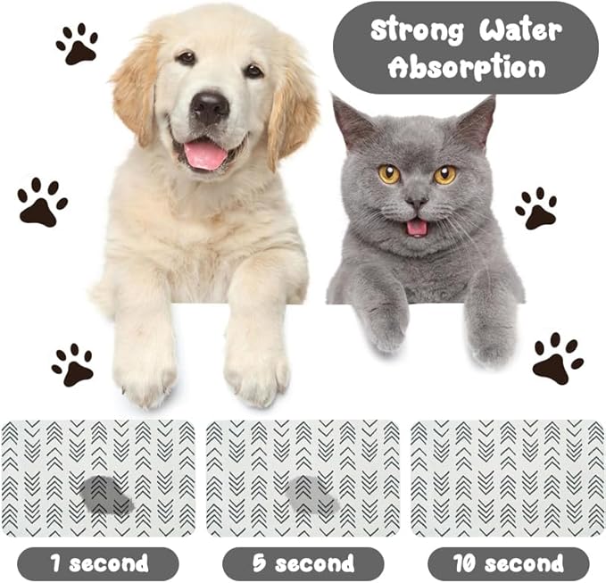Dog Food Mats for Floors Waterproof, Dog Cat Water Bowl Mats Pet Feeding Absorbent Mat Dog Cat Pet Placemats for Food and Water 16 * 24 inch
