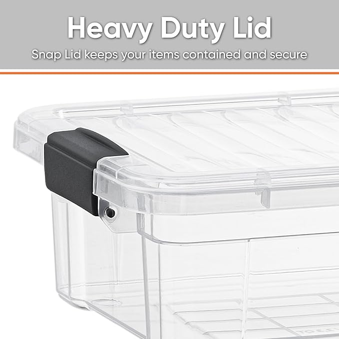 Superio 7.4 Quart Clear Plastic Storage Bin with Lid, Stackable Organizer Box, BPA-Free Storage Container for Home, Garage, School & Office, 10 Pack