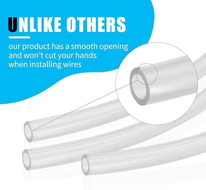 Cord Protectors from Pets No Chew - Heavy Duty Wire Cover & Transparent Cable Sleeve (1/2in Dia, 30ft Length, 2mm Thick) - Puppy Proof Cord Covers for Electrical Wires, TV Cables, Chargers (30FT)