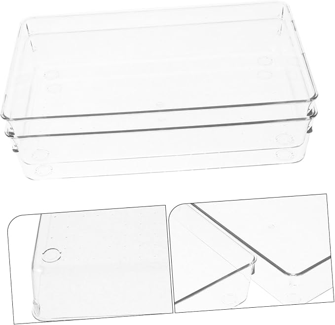 2pcs Organizer Box Pet Material Storage Bin for Desk Kitchen Bedroom Drawer Sundries Boxes