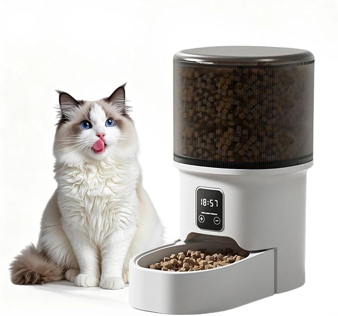 Programmable 4L Automatic Pet Feeder, Timed Auto Cat Dog Food Dispenser with Portion Control, Up to 6 Daily Meals, Dual Power Anti-Jam Pet Feeder