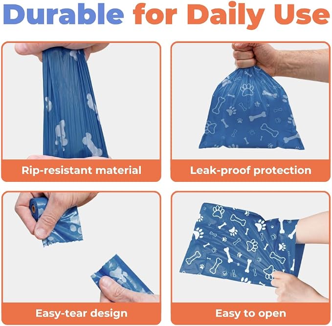 Best Pet Supplies Poop Bags for Dogs - Royal Blue, 240 Count | Scented, Leak-proof, Easy-Tear perforations, 15 Thick Bags per roll, Outdoor Walking & Travel, Fits Standard Holders