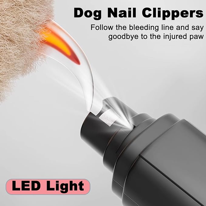 Consss Dog Nail Grinder Quiet, Easy to Use Pet Nail Grinder with Led Lights, 7500 RPM Dog Nail Clippers for Large Dogs Medium Small Dogs & Cats, Continuous 3-Hour Battery Life