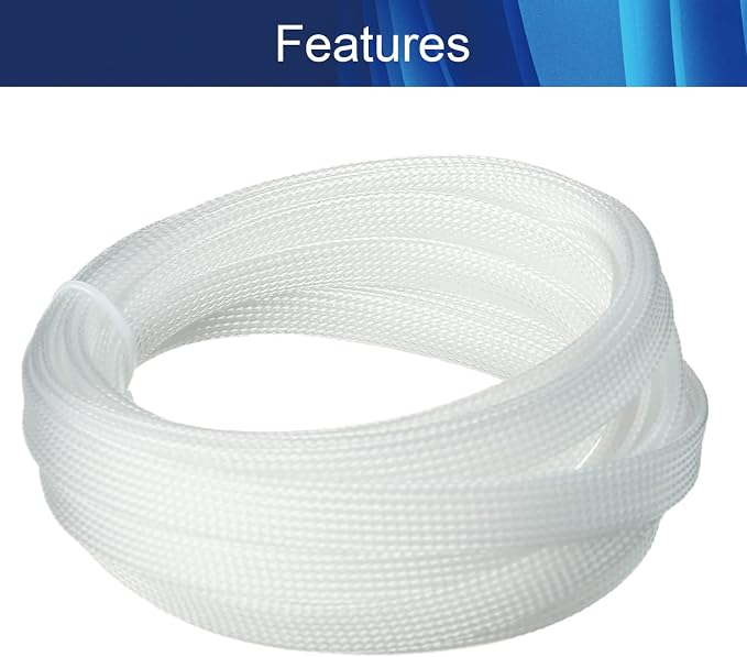 Jutagoss PET Expandable Braided Cable Sleeve, 16.4ft - 1/2 inch Transparent Cable Management Sleeve, Wire Loom Tube Cord Protector for USB Cable, Power Cord, Audio Video and More, 1Pc