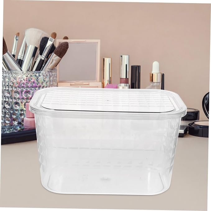 Uonlytech Clear Desktop Book Storage Container with Lid Pet Organizer Box for Makeup Clothes and More for Home and Office Use