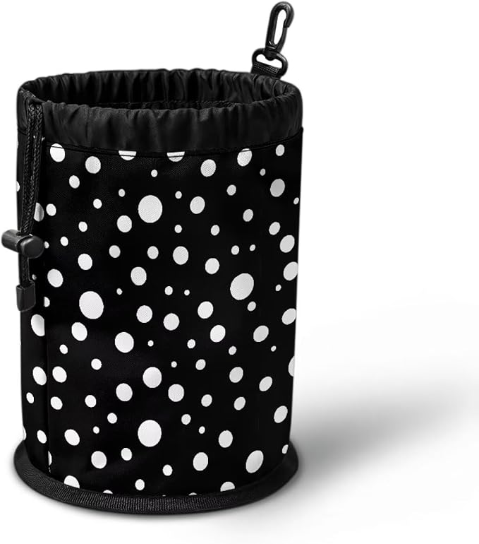 Large Capacity Clothespin Bag with Hanging Hook White Polka Dot Waterproof Clothes Pin Hanging Bag Clothespin Storage Organizer with Large Opening