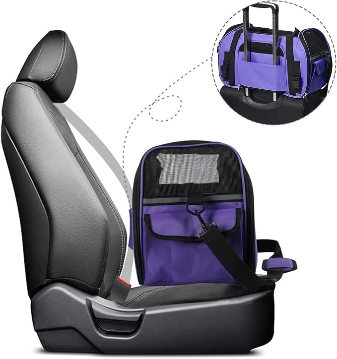 Jespet Airline Approved Soft-Sided Kennel Pet Carrier Travel Handbag | Lightweight, Foldable, Portable, Built-In Safety Leash, Luggage Sleeve, for Cats & Small Dogs, for Indoor & Outdoor