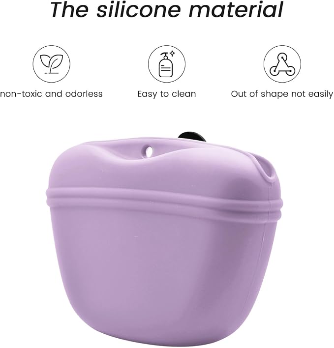 AUDWUD Silicone Dog Treat Pouch with Clicker Magnetic Closure Secure Clip | Upgraded clip keeps your treat pouch secure during training.Magnetic closure allows fast one hand access.Includes dog click