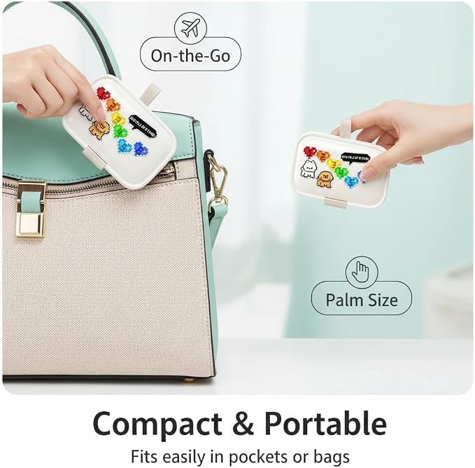 Cute 7 Day Pill Organizer Box with Medicine Labels, 8 Compartments Travel Pill Case Airtight Moistureproof, for Vitamins, Fish Oil, Supplements