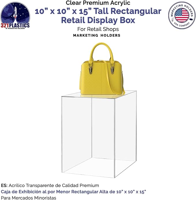 Acrylic Display Case for Collectibles 10" x 10" x 15" No Assembly Box for Figures Dolls Toys Memorabilia Dust Cover No Base 1 Side Open by Marketing Holders