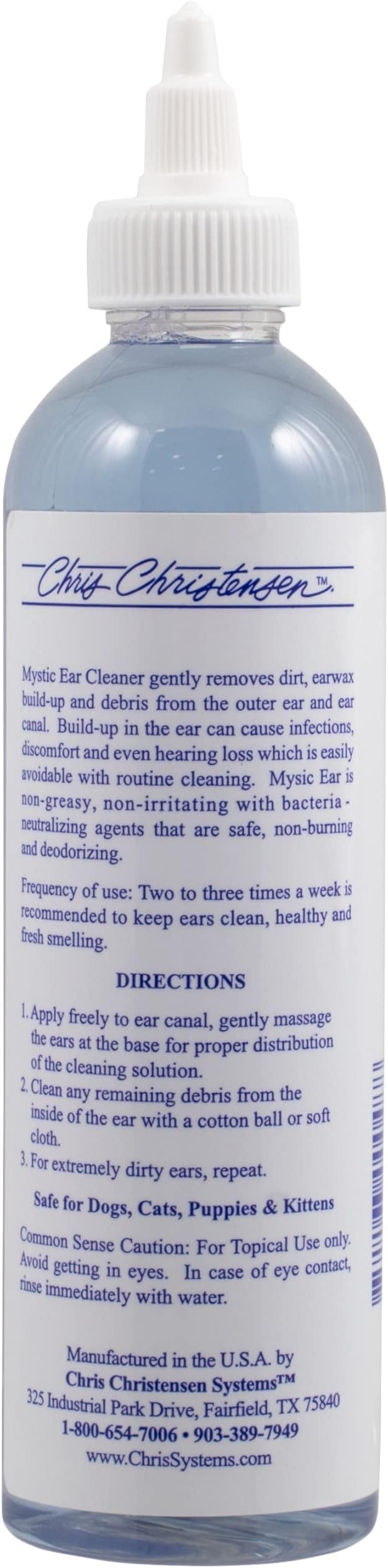 Chris Christensen Mystic Ear Cleaner for Dogs, Gentle & Non-Greasy, Cleans and Freshens, Quick Drying, Groom Like a Professional, Made in the USA, 8 oz