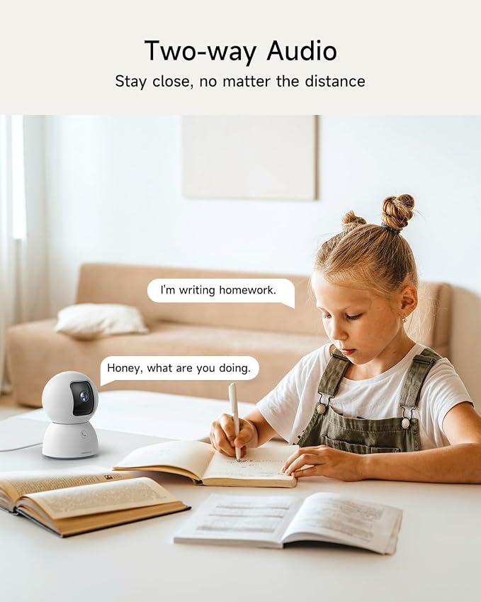 5MP Camera for Home Security, Free 64GB SD Card, Non-Subscription AI Human/Pet/Facial Detection, 3K Dog Cat Pet Camera with Phone APP, 360 Coverage, 2-Way Talk, IR Night Vision, 2.4G 5G Dual Band WiFi