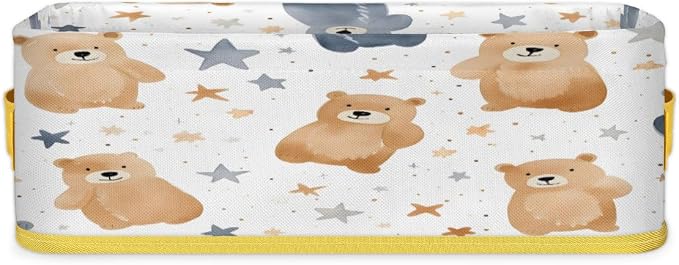 Star Bear Bathroom Storage Basket Waterproof Foldable Storage Bins with Handles Decorative Toilet Paper Storage Basket for Organizing for House Bathroom Toiletries
