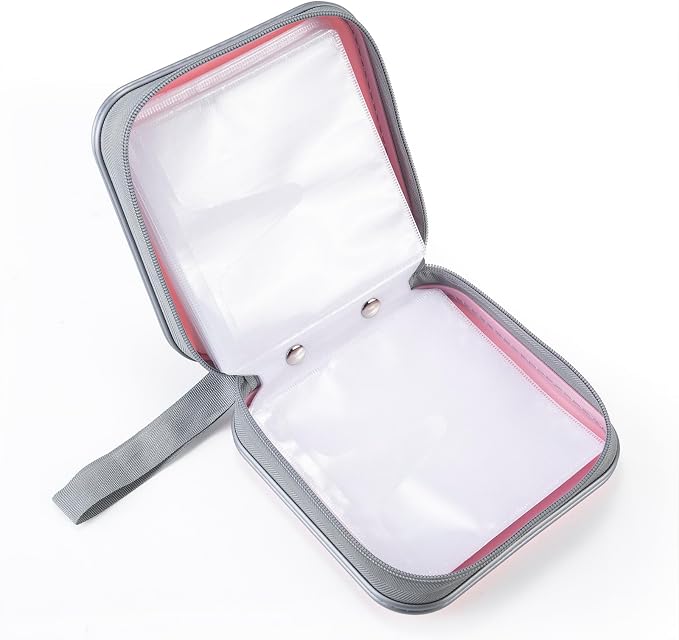 UENTIP CD Case for Car,48 Capacity DVD storage Organizer For Home Travel | CD Holder DVD Case, Smooth Double Zipper, Hard Plastic Shell, Scratch-Free Lining, Secure Slide Lock, Blu-ray/CD/DVD Storage
