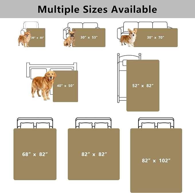 Waterproof Dog Bed Cover Pet Blanket for Furniture Bed Couch Sofa Reversible (Sand+Cream, 82x82 Inches) | TPU Leak-Proof Liner, Lightweight & Reversible, Fits Chair, Sofa, Bed, 82" x 82" , Sand/Cream