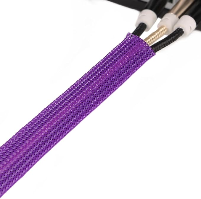 Heyiarbeit 10m/32.8ft PET Expandable Braid Cable Sleeving Flexible Wire Mesh Sleeve Purple 10mm