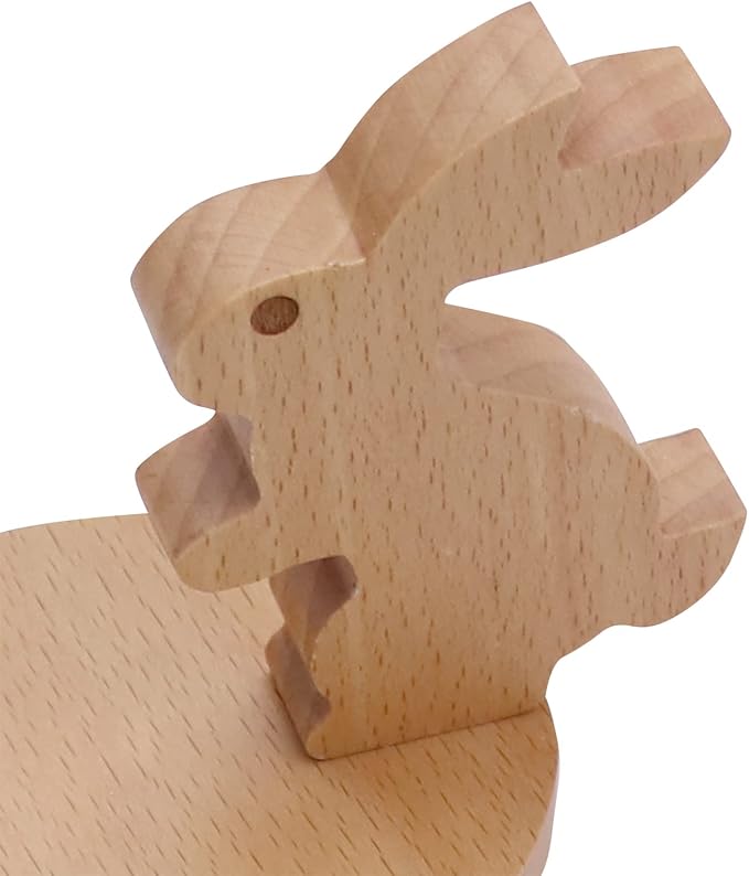 Cute Bunny Cellphone Stand Holder Wooden Smartphone Desk Holder for All Mobile Phones Animal Phone Stand Desk Ornament