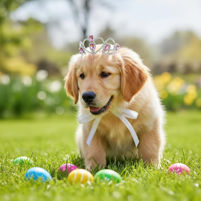 Lovelyshop Princess Pet Tiara Crown for Cats & Dogs, M, Pink