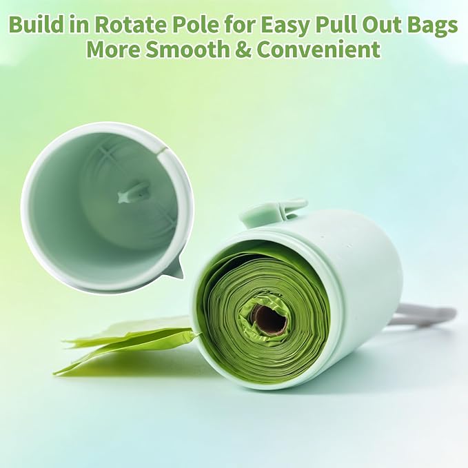 3Pack Dog Poop Bag Holder with Hook to Hold Used Bag, Build in Rotate Pole for Easy Pull Out Bags Lightweight Pet Waste Bag Dispenser with Clip for Leash Attach Doggy Walking Parking