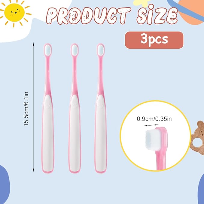 Lusofie Ultra Soft Small Dog Toothbrush for Puppy Small Cat, Kitten Teeth Cleaning Kit Mini Head Tooth Brush Set, 3 Pack Pet Dental Care Toothbrushes Pink