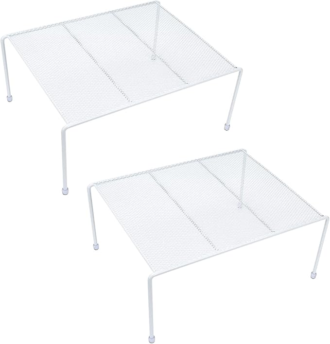 SIBAO Set of 2 Mesh Kitchen Shelves Cabinet Storage Shelf Rack (13.1 x 10.2 Inch) ，Kitchen Bathroom Pantry Cupboard Desk Home Office, Fridge, Cabinet, Bathroom Cupboard (White)