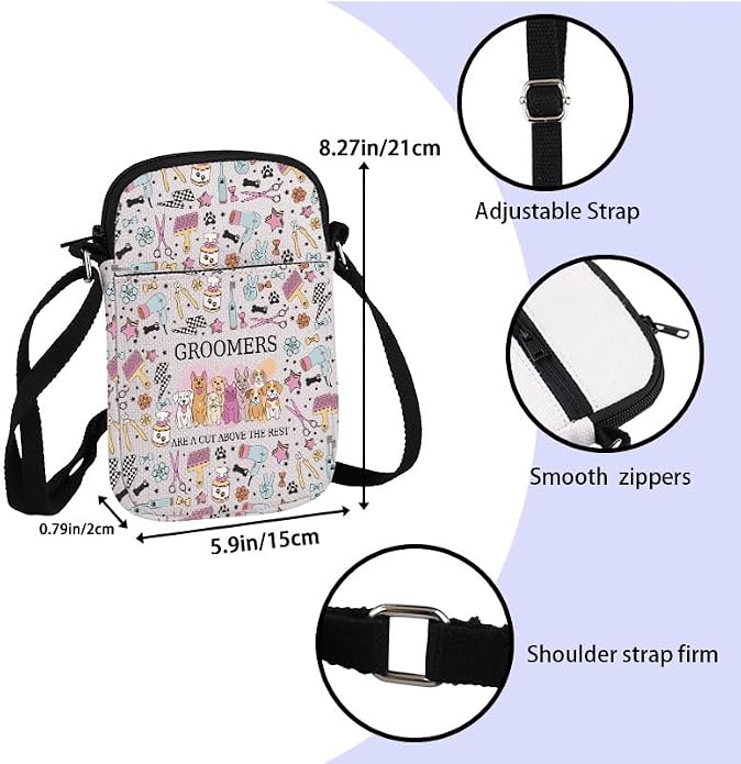 ZJXHPO Dog Grooming Cross Body Bag Dog Groomer Appreciation Gift Dog Salon Messenger Bag Pet Groomer Carry On Bag