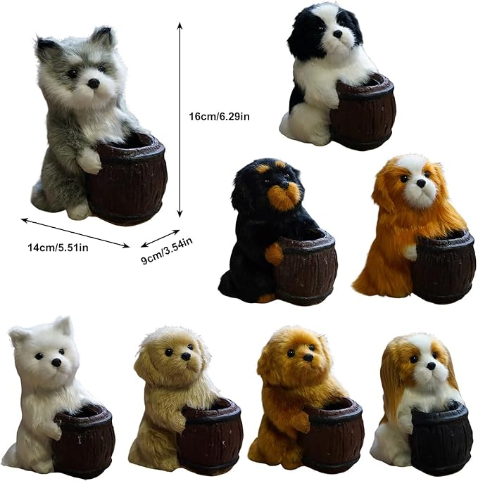Creative Cute Pug Dog Pencil Holder - Pet Pen Cup Desk Organizer - Resin Puppy Figurine Decorations Dog Sculpture Organizer Decoration Gift for Kids Students Home Office, Style 5