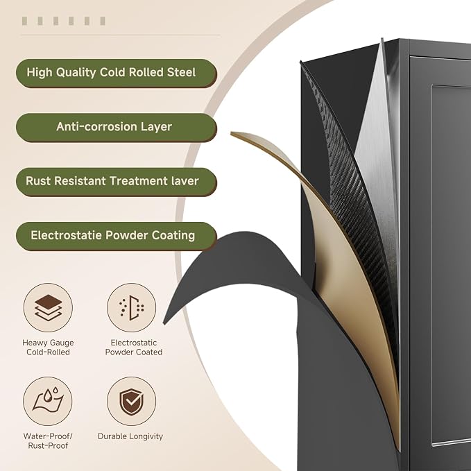 75" H Metal Storage Cabinet with 2 Doors and 4 Shelves,Tall Kitchen Pantry Cabinets,Farmhouse Utility Pantry Organizers for Cupboard/Dining/Bathroom/Home Office/Garage Room,Black