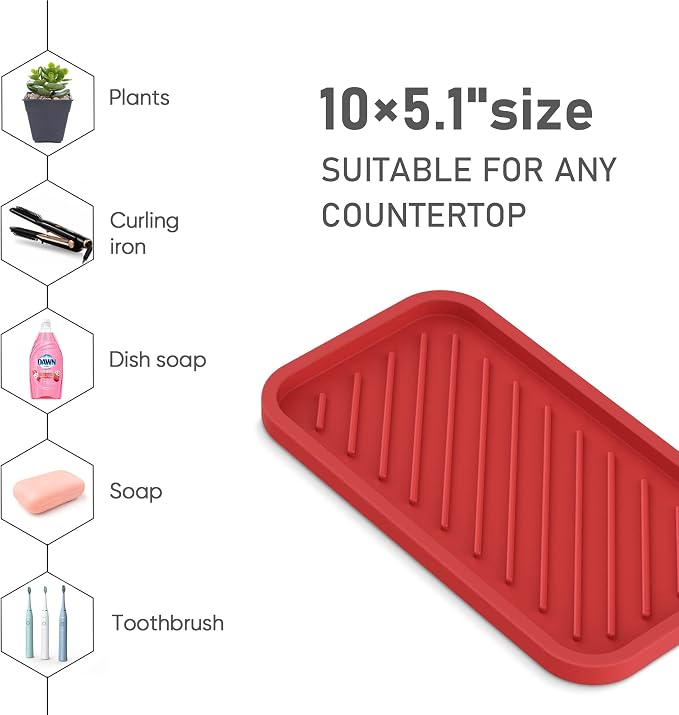Silicone Sponge Holder-Large Thick Durable 10" Sink Organizer Tray-Kitchen