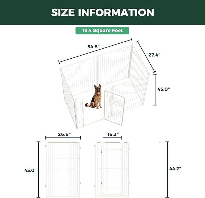 FXW Homeplus Indoor Dog Playpen, 45" H, 6 Panels, for Large Dogs | Stress-free play, Heavy-duty, Semi-open design, Easy setup, Threshold-free gate, Expandable, Patented